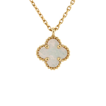 Van Cleef & Arpels Sweet Alhambra Pendant Necklace 18K Yellow Gold and Mother of Pearl