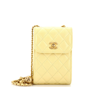 Chanel Pearl Crush Phone Holder Crossbody Bag Quilted Lambskin
