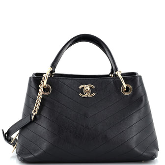 Chanel Chevron Chic Shopping Tote Chevron Calfskin Small