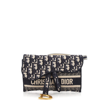 Christian Dior Saddle Slim Belt Pouch Logo Embroidered Oblique Canvas