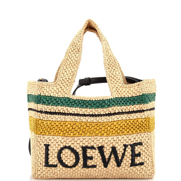 Loewe Paula's Ibiza Logo Convertible Tote Raffia Small