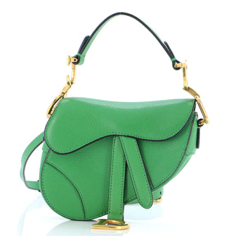 Christian Dior Saddle Handbag with Strap Leather Micro