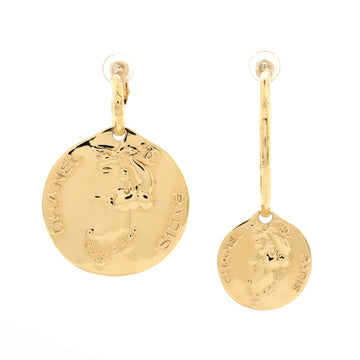 Chanel Medallion Asymmetrical Earrings Metal