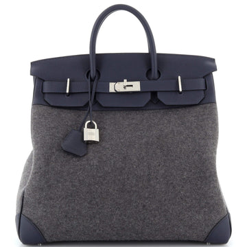 HAC Birkin Bag Todoo Wool and Blue Togo with Palladium Hardware 40