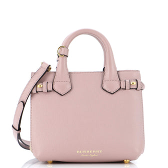 Burberry Banner Tote Leather and House Check Canvas Mini