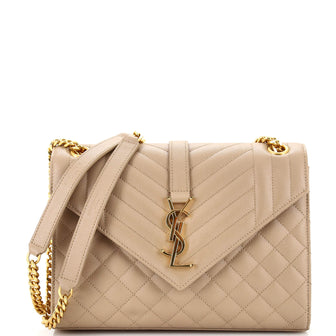 Saint Laurent Classic Monogram Envelope Satchel Mixed Matelasse Leather Medium
