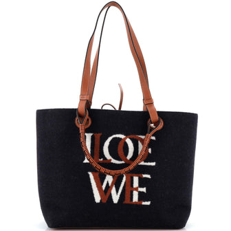 Loewe Love Anagram Tote Wool and Leather Small