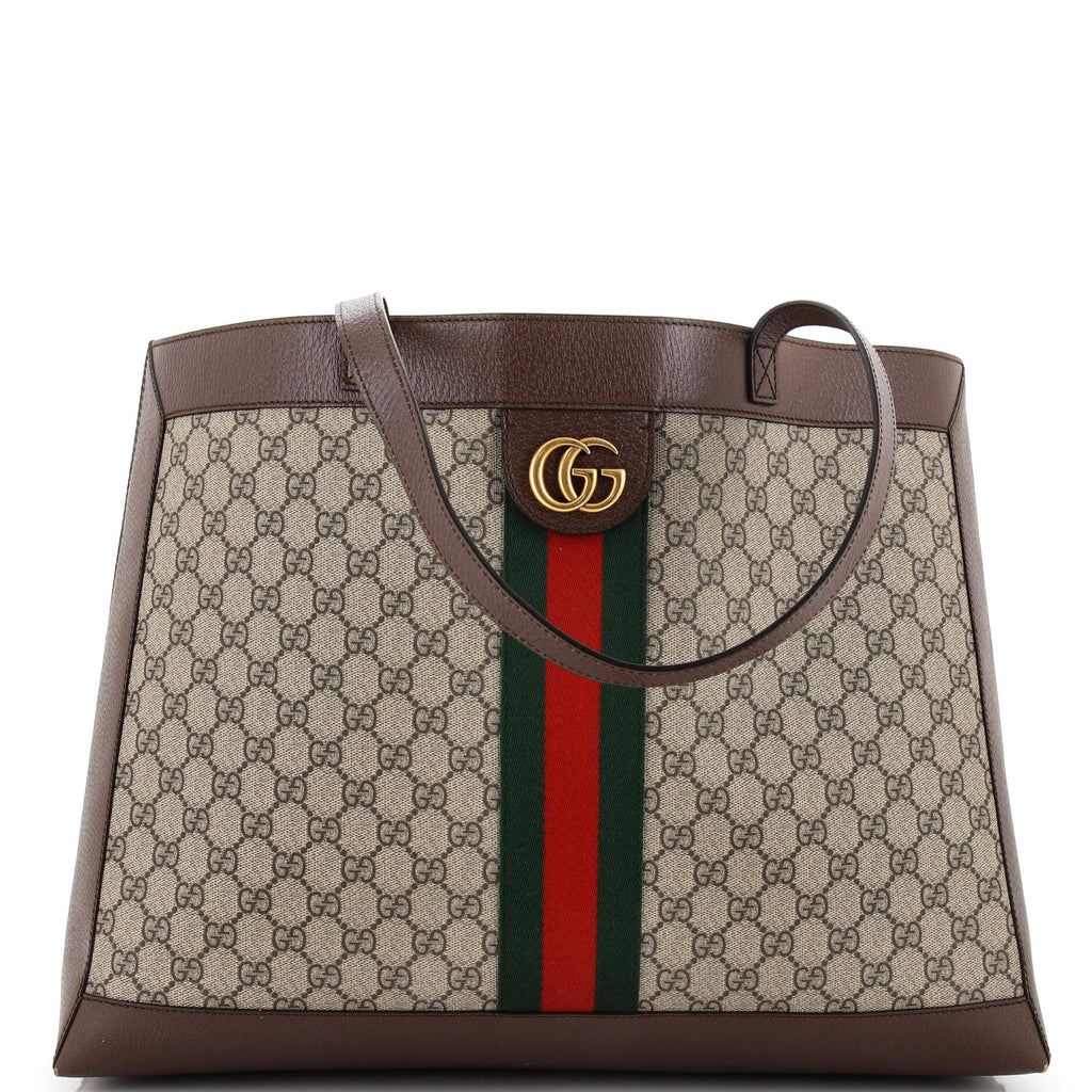 Gucci Ophidia Soft Open Tote GG Coated Canvas East West Brown 2557301