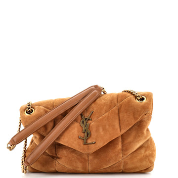 Saint Laurent Loulou Puffer Shoulder Bag Quilted Suede Small