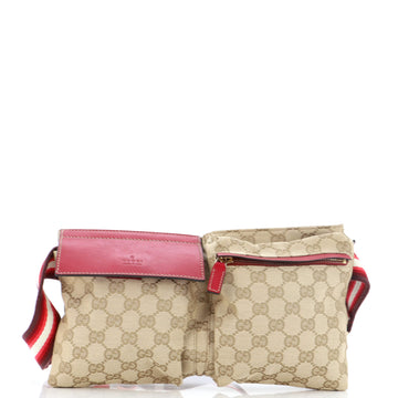 Gucci Vintage Double Belt Bag GG Canvas