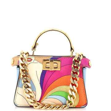 Fendi Maxi Handle Peekaboo Bag Inlay Leather Nano