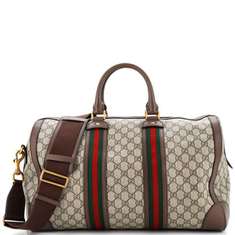 Gucci Ophidia Convertible Web Duffle Bag GG Coated Canvas Medium