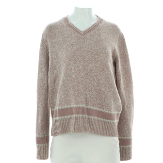 Christian Dior Women's Logo V-Neck Sweater Wool and Cashmere Blend