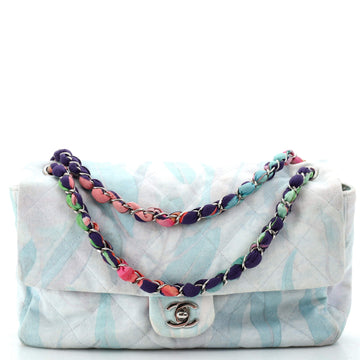 Chanel Jungle Jeans Flap Bag Quilted Printed Denim Large