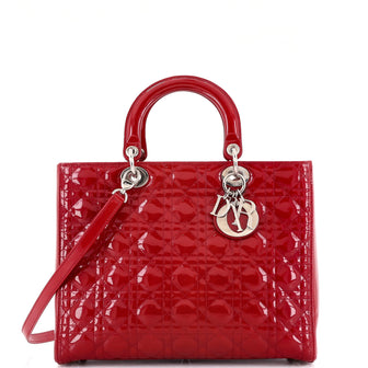 Christian Dior Lady Dior Bag Cannage Quilt Patent Large