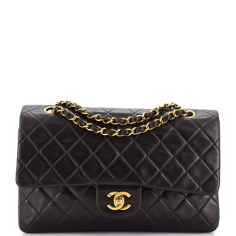 Chanel Vintage Classic Double Flap Bag Quilted Lambskin Medium