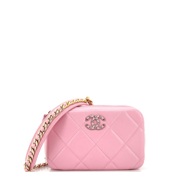 Chanel 19 Zipped Phone Holder Crossbody Bag Quilted Lambskin