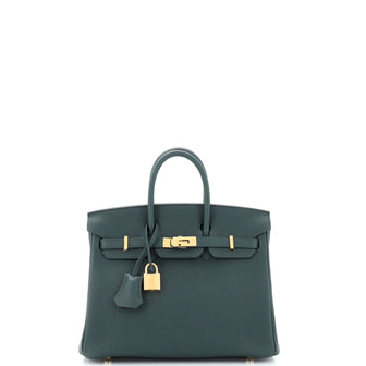 Hermes Birkin Handbag Green Togo with Gold Hardware 25