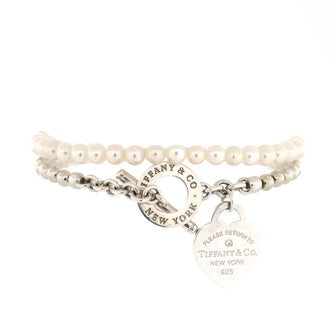 Tiffany & Co. Return To Tiffany Wrap Bead Bracelet Sterling Silver with Freshwater Pearls and Diamond