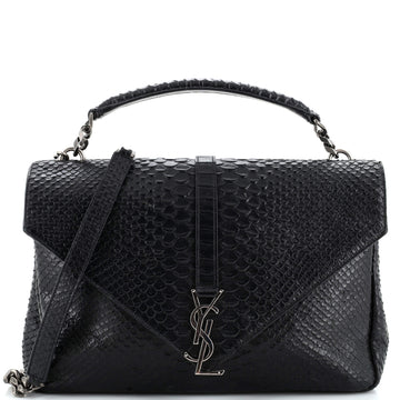 Saint Laurent Classic Monogram College Bag Python Embossed Leather Large