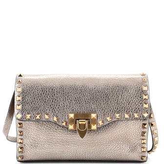 Valentino Garavani Rockstud Flip Lock Flap Bag Leather Medium