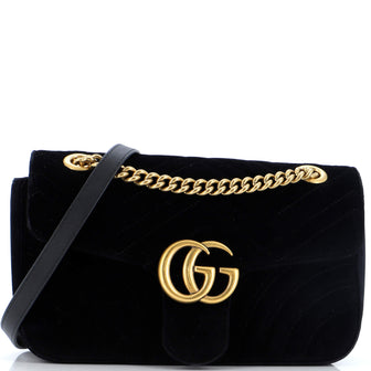 Gucci GG Marmont Flap Bag Matelasse Velvet Small
