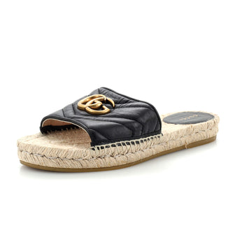 Gucci Women's GG Marmont Espadrilles Slide Sandals Matelasse Leather