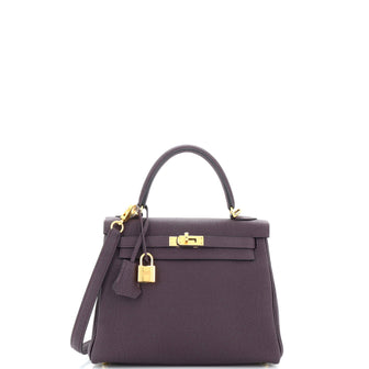 Hermes Kelly Handbag Purple Togo with Gold Hardware 25