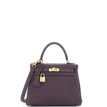 Hermes Kelly Handbag Purple Togo with Gold Hardware 25
