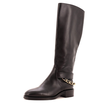 Chanel Women's CC Chain Knee High Riding Boots Leather