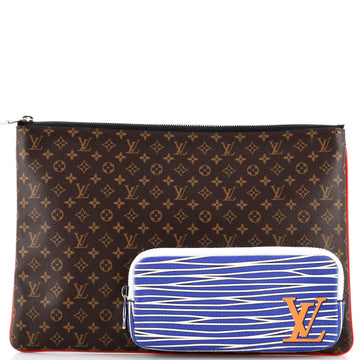 Louis Vuitton Pochette A4 Multipocket Pouch Monogram Canvas and Printed Leather