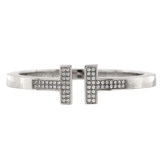 Tiffany & Co. T Square Bracelet 18K White Gold with Pave Diamonds