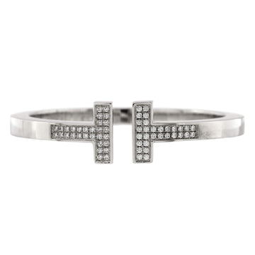 Tiffany & Co. T Square Bracelet 18K White Gold with Pave Diamonds