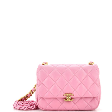 Chanel Lacquered Metal CC Flap Bag Quilted Lambskin Small