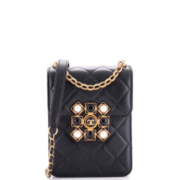 Chanel Resin and Pearl CC Flap Bag Quilted Calfskin North South