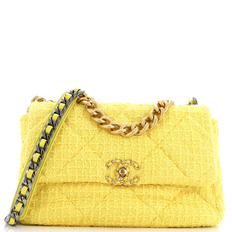 Chanel 19 Flap Bag Quilted Tweed Large