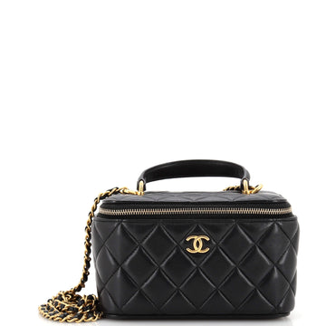 Chanel Classic Top Handle Vanity Case with Chain Quilted Lambskin Small