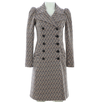 Louis Vuitton Women's Pointed Collar Double Breasted Long Coat Tweed