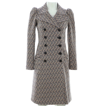 Louis Vuitton Women's Pointed Collar Double Breasted Long Coat Tweed