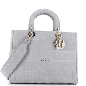 Christian Dior Lady D-Lite Bag Cannage Embroidered Canvas Large