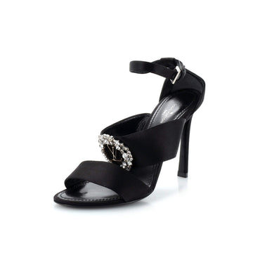 Louis Vuitton Women's Madeleine Open Toe Pumps Satin with Crystals