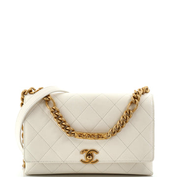 Chanel Bracelet On Chain Flap Bag Quilted Caviar Small