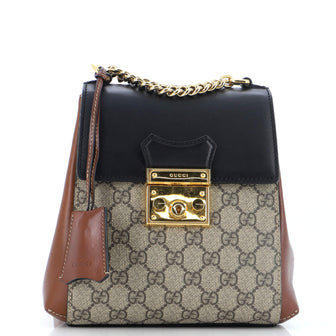 gucci padlock supreme mini backpack Gucci Padlock Backpack GG Coated Canvas and Leather Mini Black 25768943