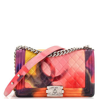Chanel Flower Power Boy Flap Bag Quilted Lambskin Old Medium