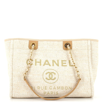 Chanel Deauville Tote Raffia with Glitter Detail Small