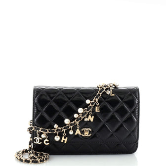 Chanel Pearl Charm Wallet on Chain Quilted Glazed Calfskin