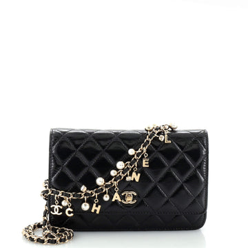 Chanel Pearl Charm Wallet on Chain Quilted Glazed Calfskin