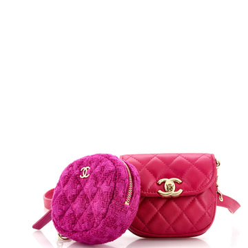 Chanel CC Waist Bag with Coin Purse Quilted Lambskin and Tweed