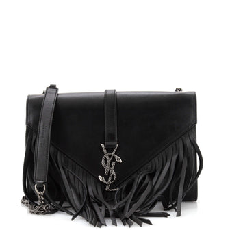 Saint Laurent Classic Monogram Fringe Crossbody Bag Leather Medium