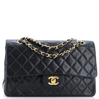 Chanel Vintage Classic Double Flap Bag Quilted Lambskin Medium